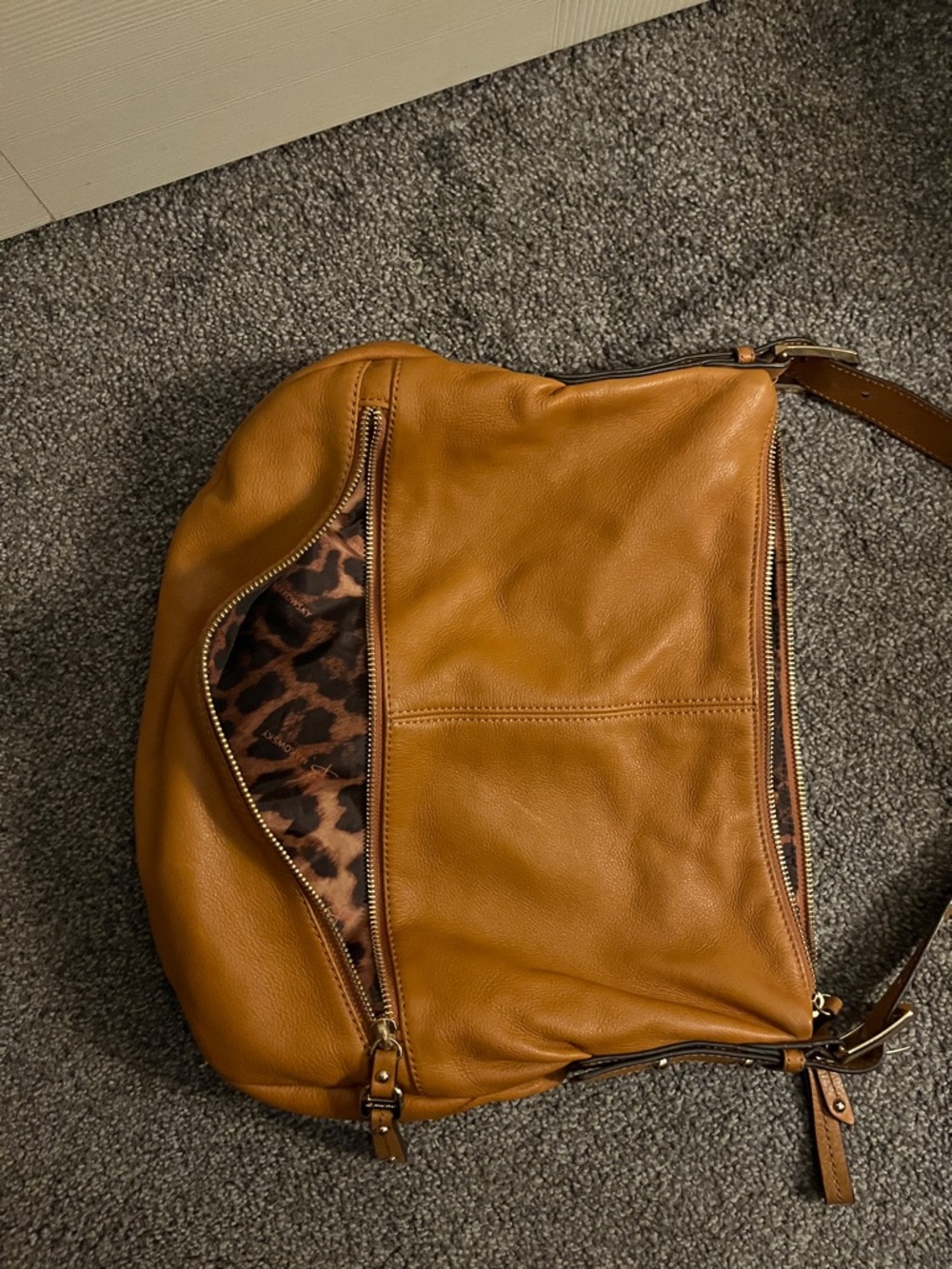 b. makowsky Cognac Leather Shoulder Bag - Picture 2 of 5